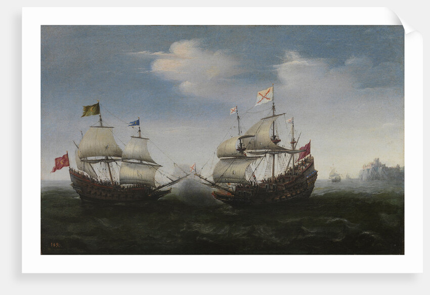 Naval combat against a rocky shore, 1627 by Hendrick Cornelisz. Vroom