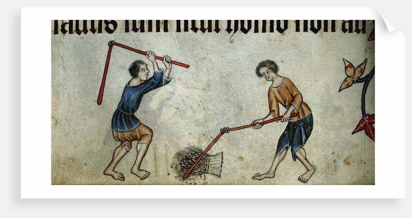 Two men threshing sheaf by Anonymous