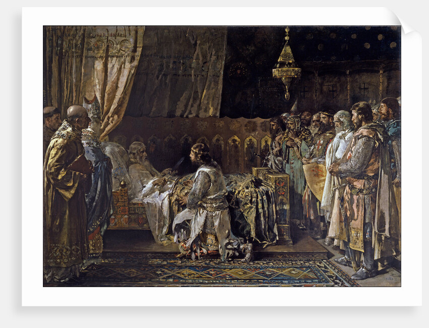 King James I the Conqueror Gives His Sword to His Son, Pedro, 1881 by Ignacio Pinazo Camarlench