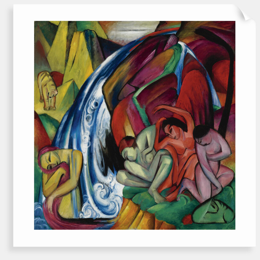 The waterfall (Women under a waterfall), 1912 by Franz Marc