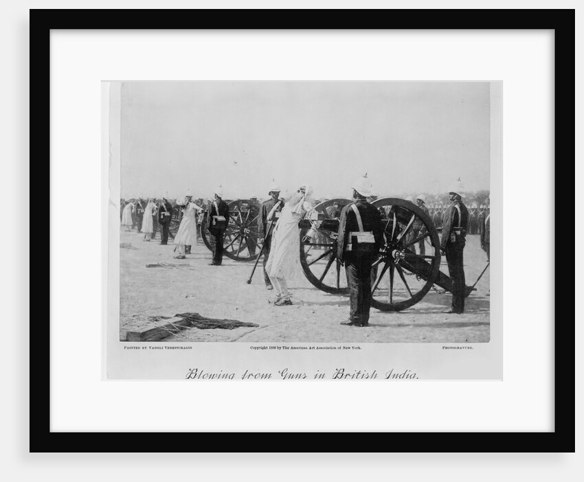 Blowing from guns in British India, c. 1890 by Vasili Vasilyevich Vereshchagin