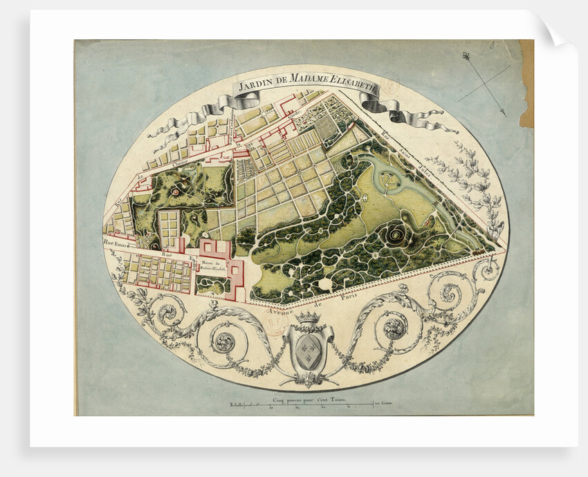 Plan of the Montreuil Estate of Madame Elisabeth, 1788 by Jean-Jacques Huvé