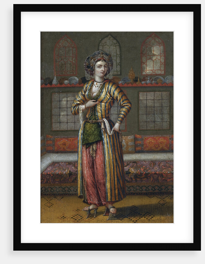 A noble lady of Constantinople wearing Hammam shoes by Jean-Baptiste Vanmour