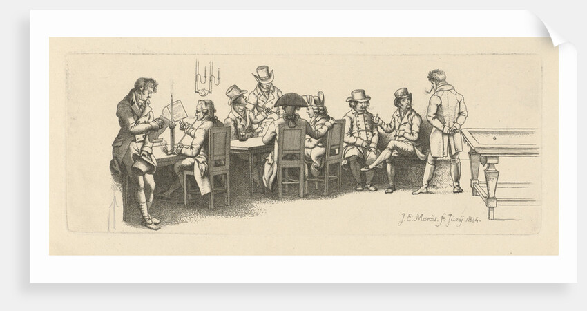 Men in a coffee house with a Billiard room, 1814 by Jacob Ernst Marcus