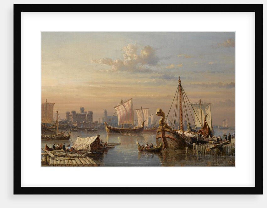 Viking ships on the River Thames, Mid of the 19th century by Everhardus Koster