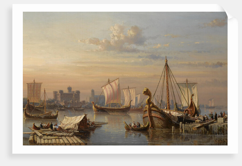 Viking ships on the River Thames, Mid of the 19th century by Everhardus Koster
