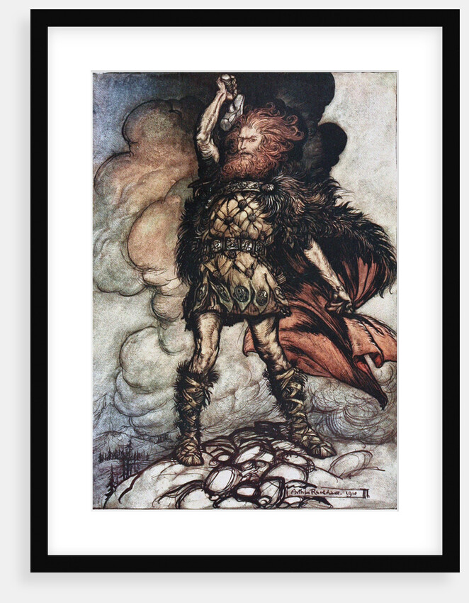 Donner, your lord, summons his hosts! Illustration for The Rhinegold and The Valkyrie by Richard W by Arthur Rackham