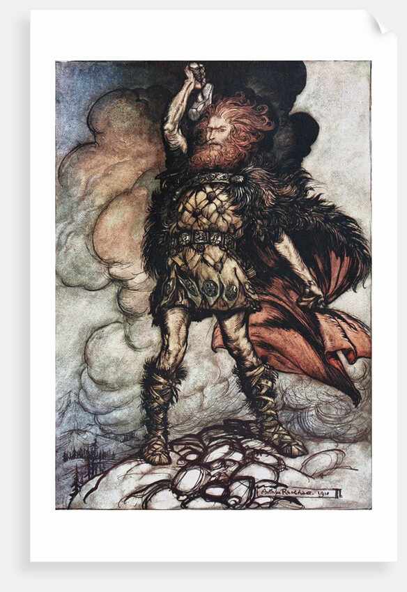 Donner, your lord, summons his hosts! Illustration for The Rhinegold and The Valkyrie by Richard W by Arthur Rackham