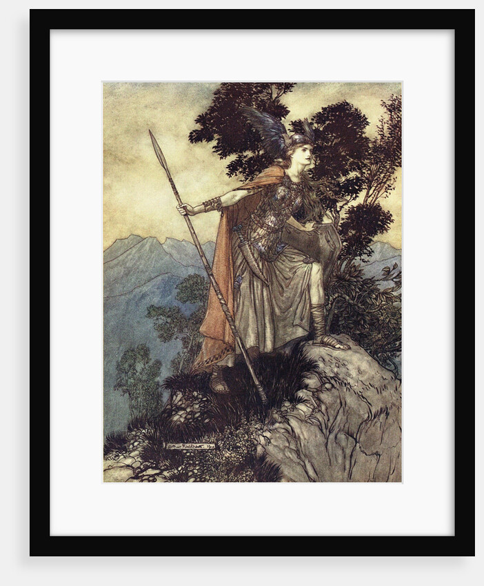 Brunhilde. Illustration for The Rhinegold and The Valkyrie by Richard Wagner, 1910 by Arthur Rackham