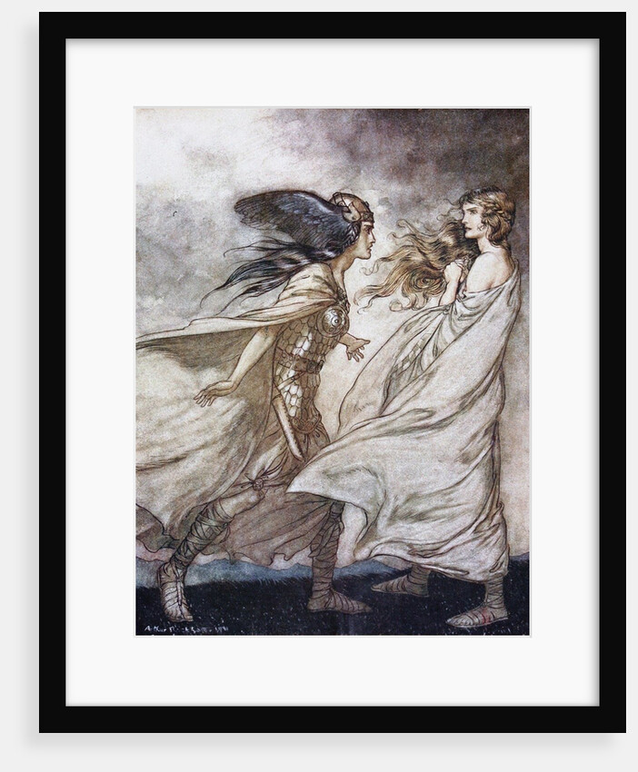 The ring upon thy hand. Illustration for Siegfried and The Twilight of the Gods by Richard Wagner, by Arthur Rackham