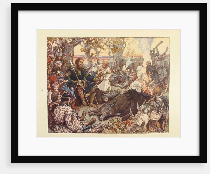 Rest of Grand Prince Vladimir II Monomakh on the Hunt. (The Imperial Hunt in Russia by N. Kutepov), by Viktor Mikhaylovich Vasnetsov