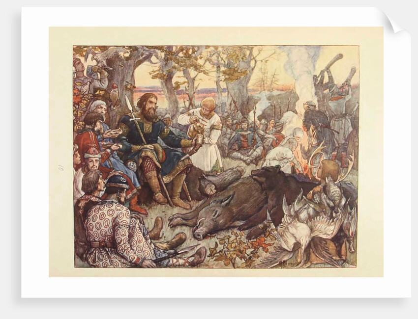 Rest of Grand Prince Vladimir II Monomakh on the Hunt. (The Imperial Hunt in Russia by N. Kutepov), by Viktor Mikhaylovich Vasnetsov