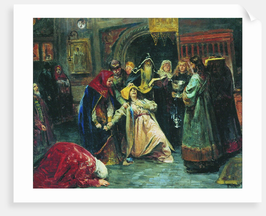 The forced tonsure, 1896 by Klavdi Vasilyevich Lebedev