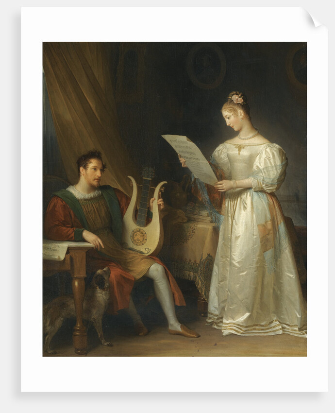 Interior with a Man holding a Lyre and a Woman with a Music Score by Marguerite Gérard