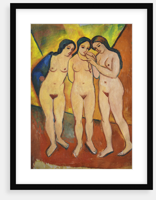 Three nudes, orange and red, 1912 by August Macke