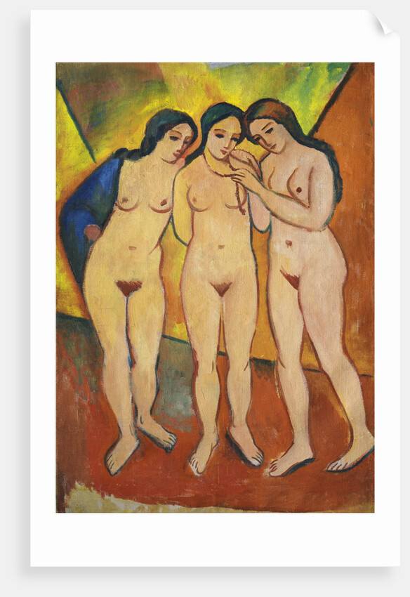 Three nudes, orange and red, 1912 by August Macke