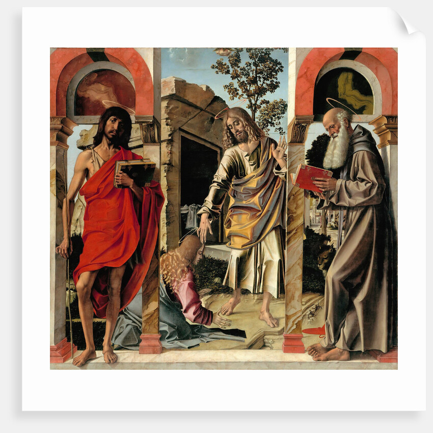 Resurrected Christ with Mary Magdalen and Saints John the Baptist and Jerome, c. 1492 by Bartolomeo Montagna