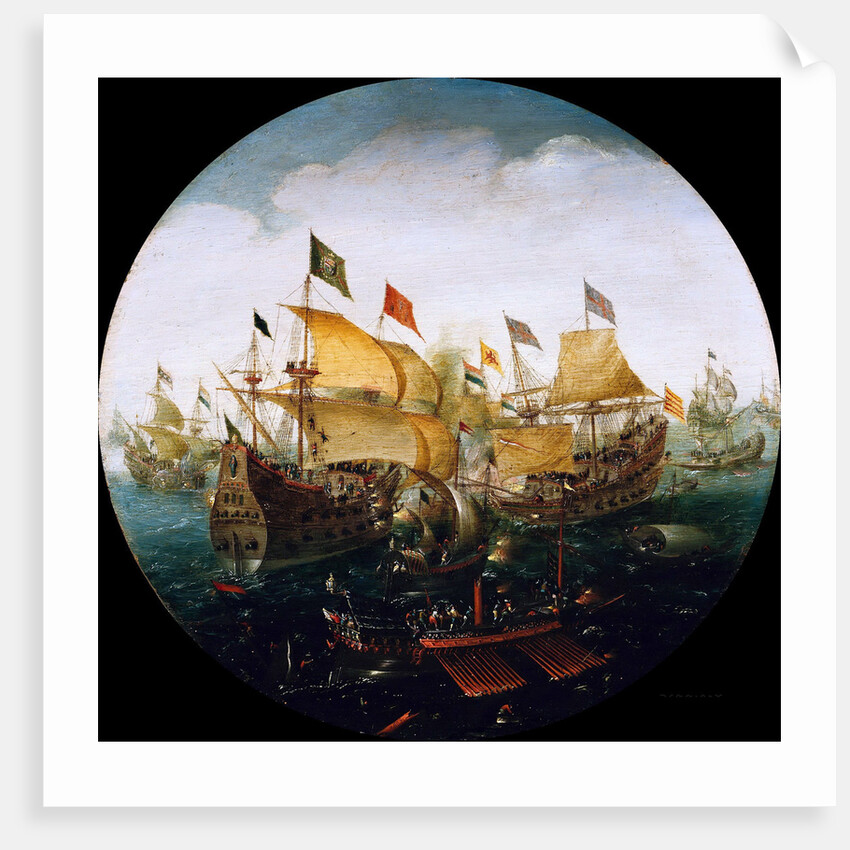 Sea battle between the Dutch and Spanish ships, 1604 by (Aert van Antum) Aert Anthonisz.