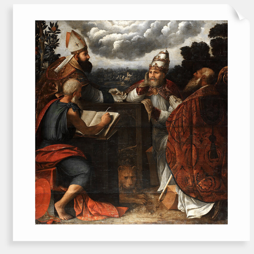 Dispute of four Church Fathers on the Immaculate Conception, 1541 by Dosso Dossi