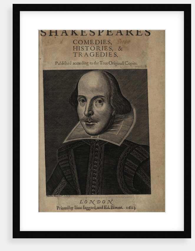 Title page of the First Shakespeares Folio, 1623 by Martin Droeshout