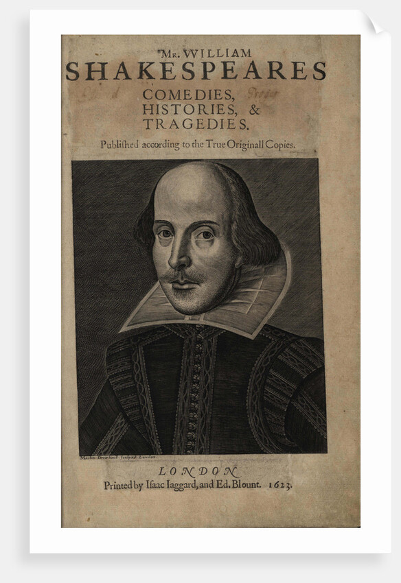 Title page of the First Shakespeares Folio, 1623 by Martin Droeshout