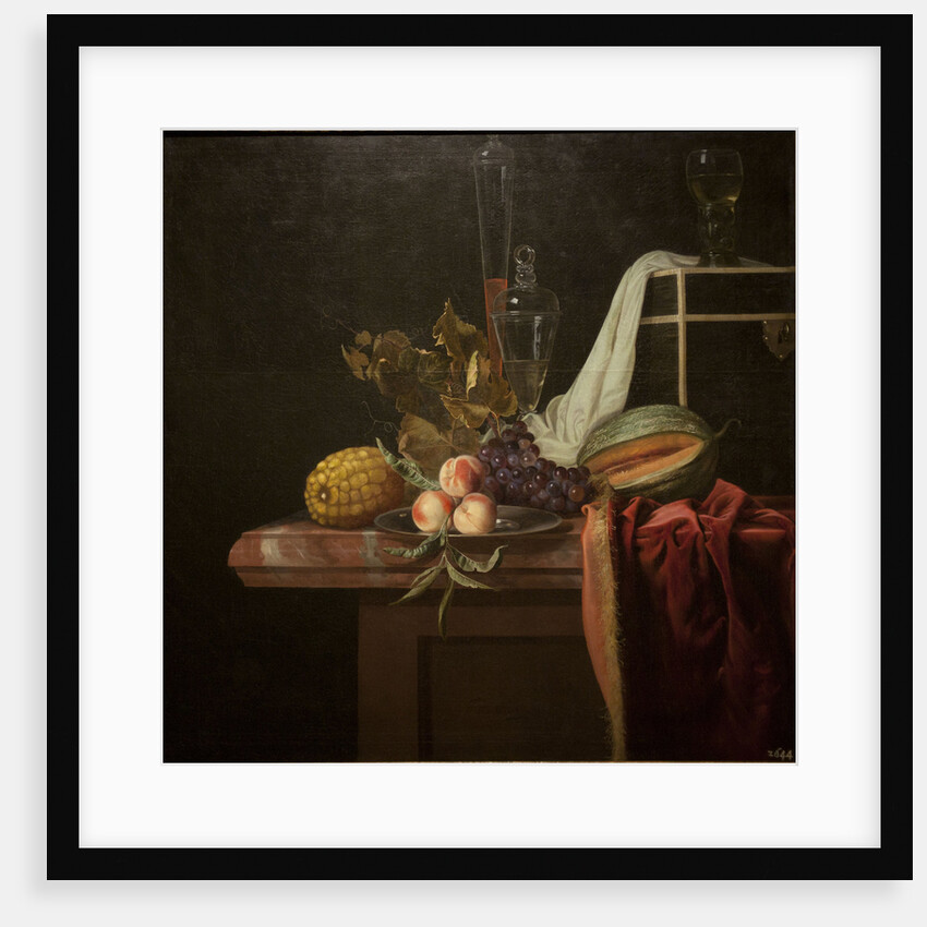 Still life with glass and fruits, ca 1675 by Henri de Fromantiou