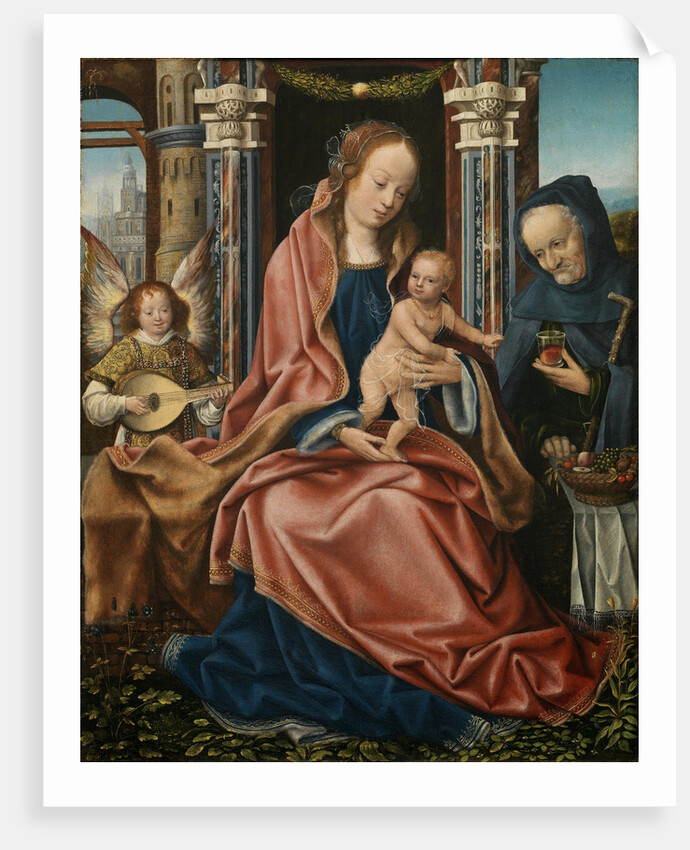 Triptych of the Holy Family with Music Making Angels. Central panel, ca 1510-1520 by Master of Frankfurt