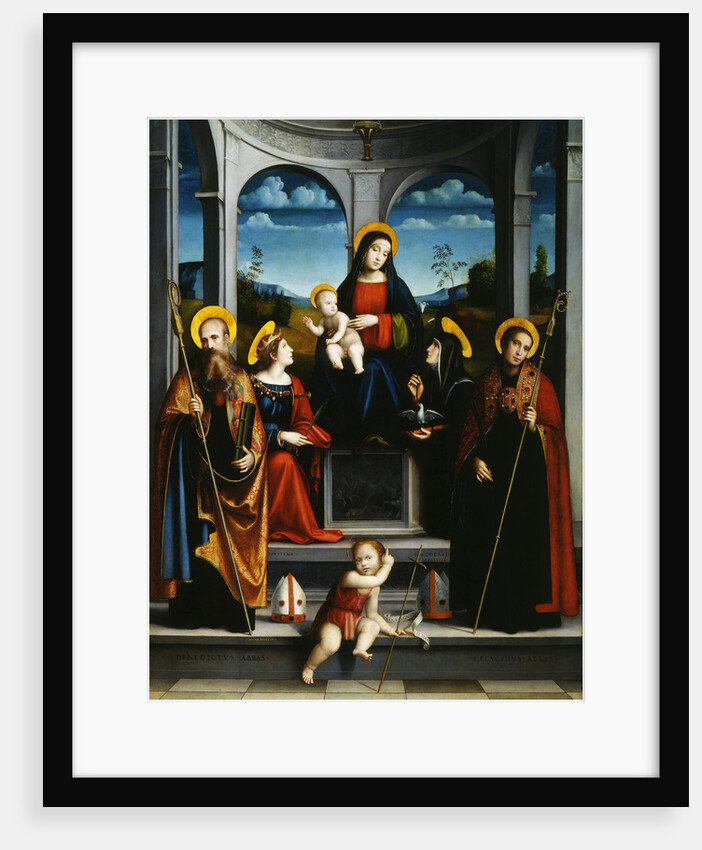 Virgin and Child with Saints Benedict, Justina, Placidus and Scholastica, ca 1515 by Francesco Francia
