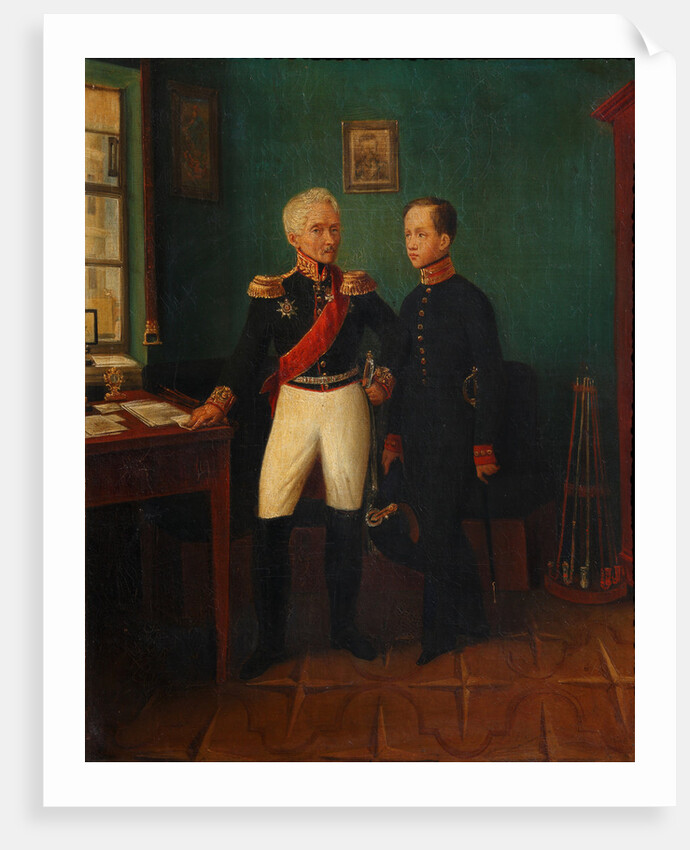Portrait of General Fyodor Grigoryevich (Friedrich August) Goldgeuer with Son Mikhail, c by Anonymous