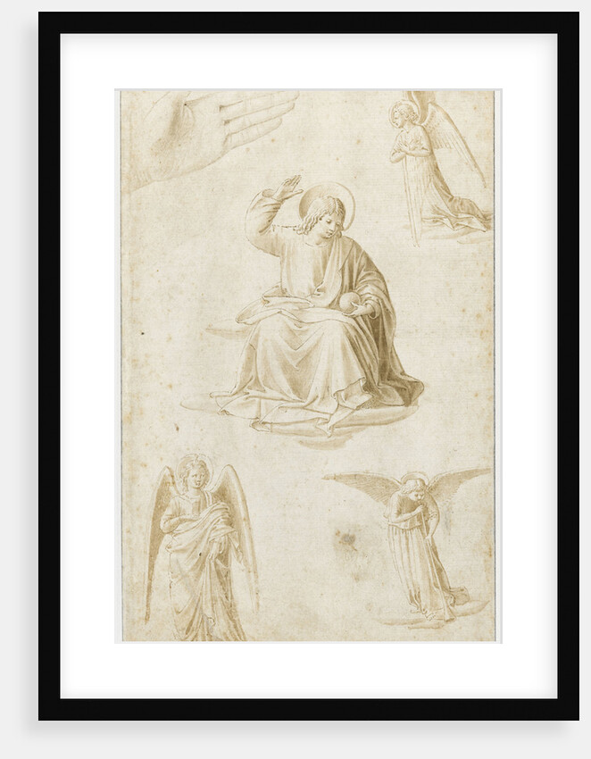 Studies of a hand, three angels and Christ as Salvator Mundi, Second Half of the 15th century by Benozzo Gozzoli