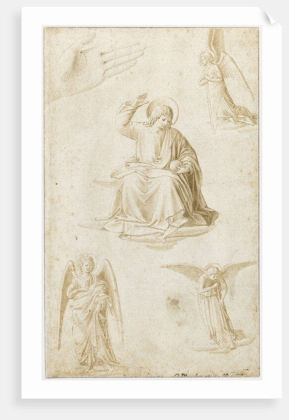 Studies of a hand, three angels and Christ as Salvator Mundi, Second Half of the 15th century by Benozzo Gozzoli