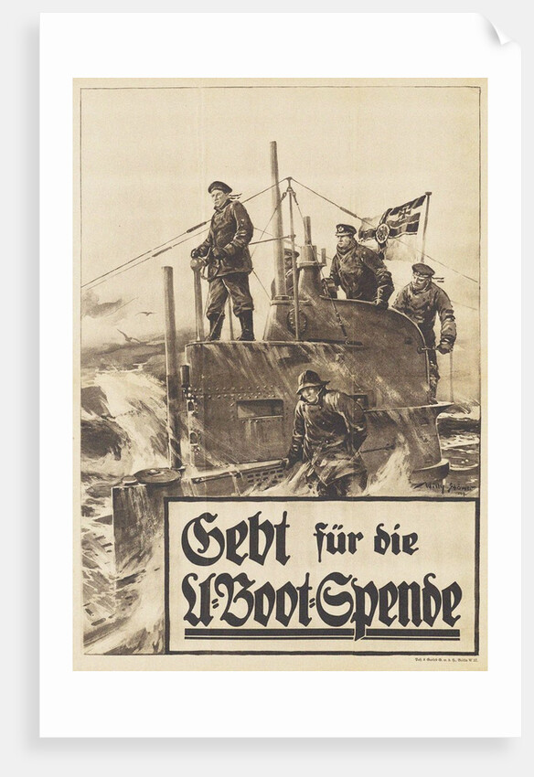 Give to the Submarine Donation. Poster, 1917 by Willy Stöwer