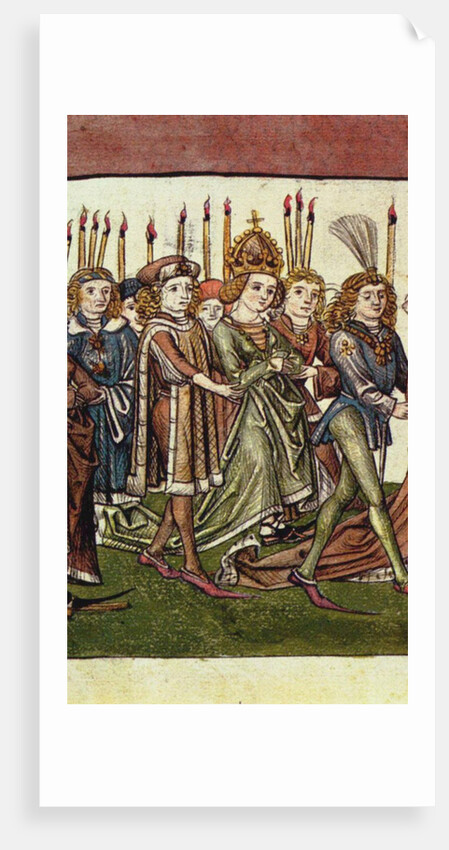 Queen Elizabeth of Luxembourg. Detail from the Richentals illustrated chronicle, c. 1440 by Master of the Chronicle of the Council of Constance