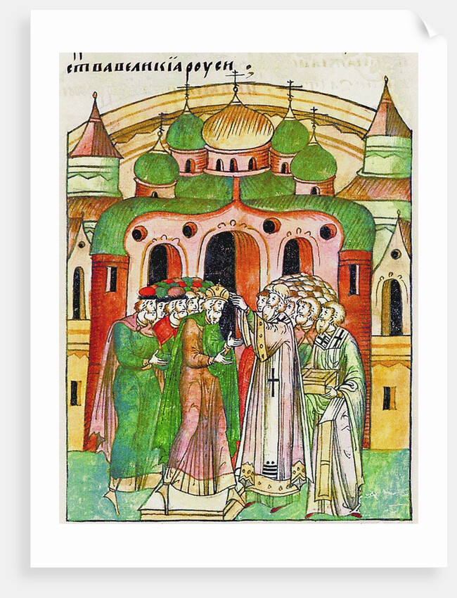 Vladimir Vsevolodovich crowned by Bishop Neophytos with Monomakhs Cap. by Anonymous