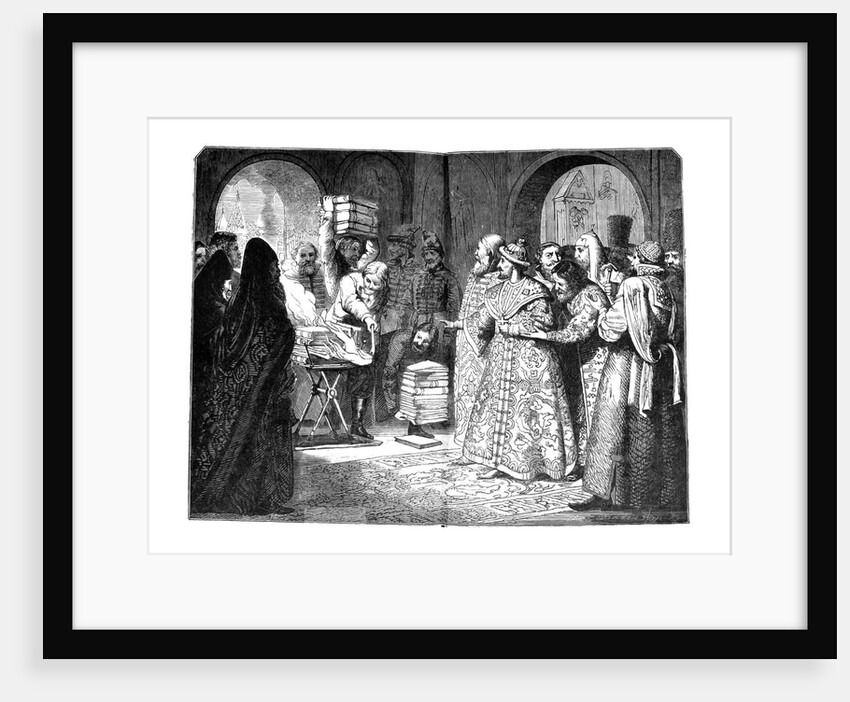 Tsar Fyodor III burn the Books of Russian Nobility 1682, 1880s by Nikolai Dmitrievich Dmitriev-Orenburgsky