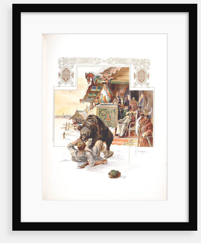 Bear baiting. Illustration for The Grand Ducal, Tsarist and Imperial Hunting in Russia by N. Kutepov by Nikolai Semyonovich Samokish