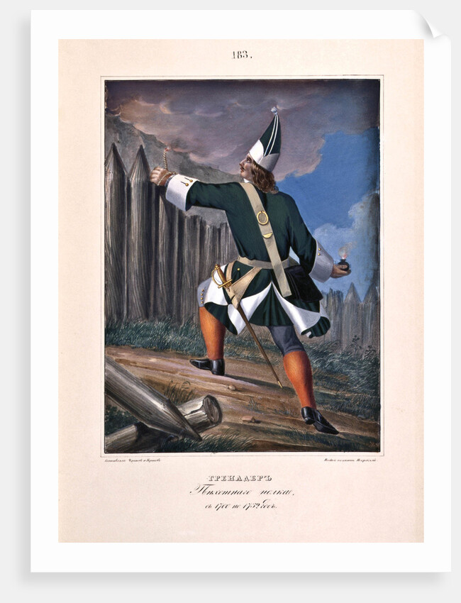 Grenadier of the Infantry Regiment in 1700-1732, 1841 by Boris Artemyevich Chorikov