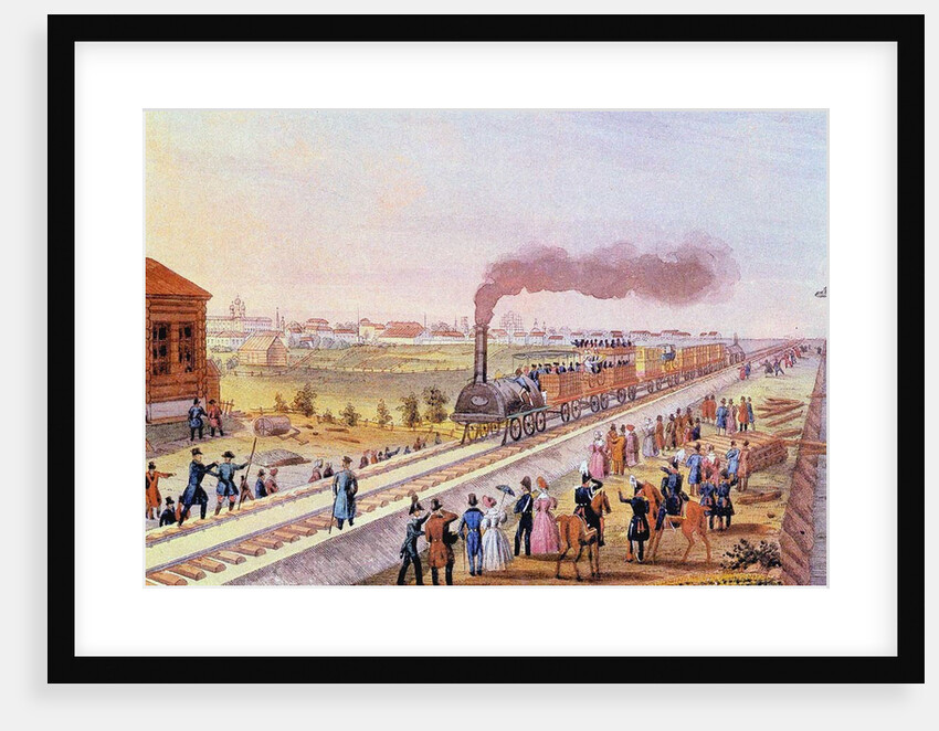 Arrival of the first train from St. Petersburg to Tsarskoye Selo on 30 October 1837, 1837 by Friedrich von Martens