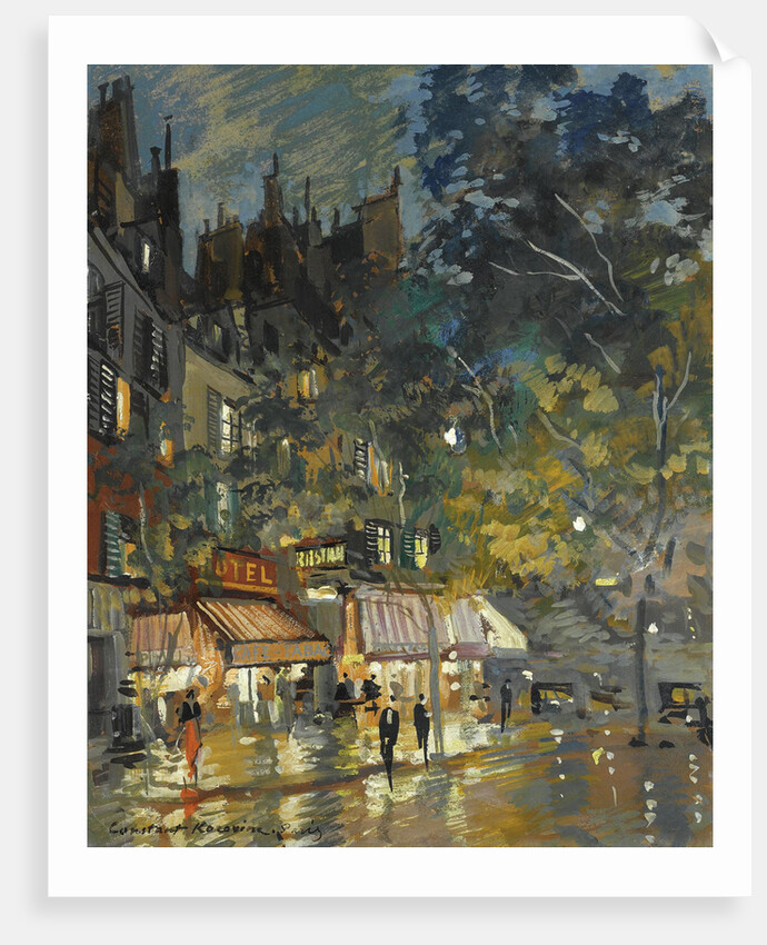 Café in Paris by night, 1936 by Konstantin Alexeyevich Korovin