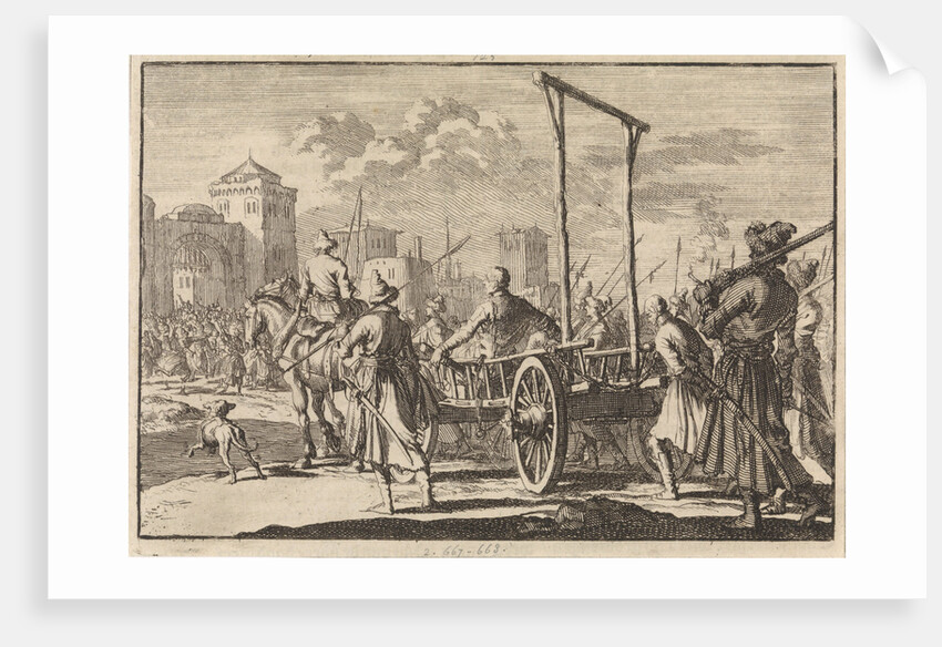 Arrival of Stepan Razin and his brother Frol in an iron cage in Moscow, 1671, 1698 by Pieter van der Aa