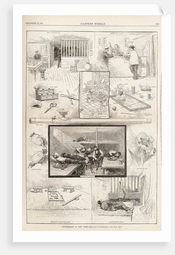 Opium-Smoking in New York (From Harpers Weekly, September 24, 1881), 1881 by Anonymous