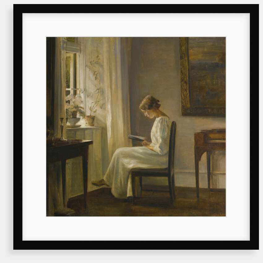 Interior with a Woman Reading by Carl Holsøe