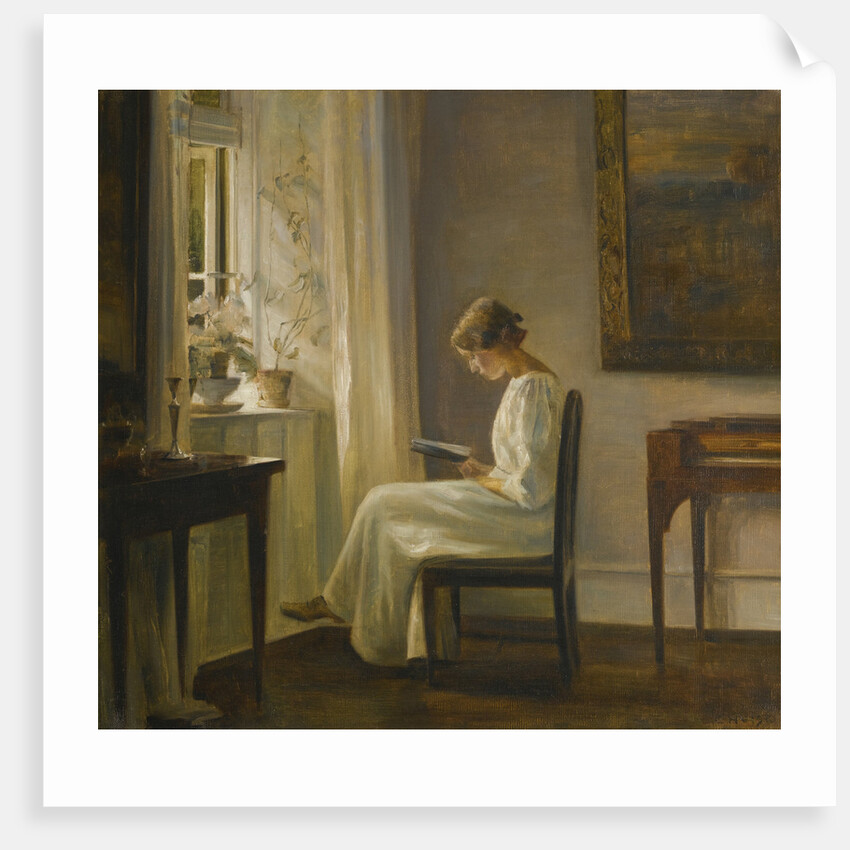Interior with a Woman Reading by Carl Holsøe