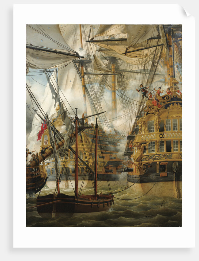 HMS Cumberland fighting against the Le Lys and La Gloire, 1827 by Louis-Philippe Crépin