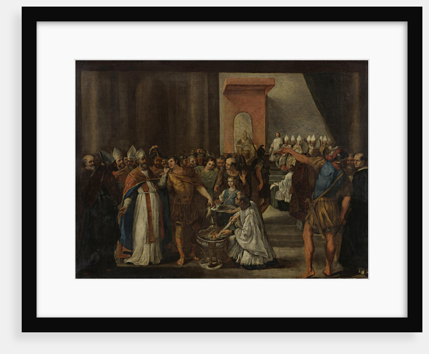 Emperor Constantine burning Arian books, 1640s by Carlo Magnone