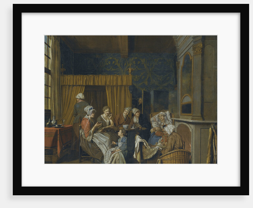 A family taking tea while celebrating the birth of twins by Jan Josef Horemans the Younger