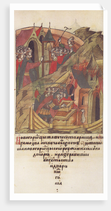 Novgorod veche. Novgorodians plunder the court of Posadnik. by Anonymous