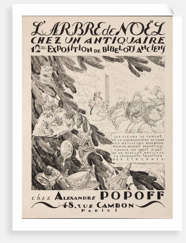 Larbre de Noël chez un antiquaire, 12ème exposition chez Alexandre Popoff, 1933 by Sergei Vasilievich Chekhonin