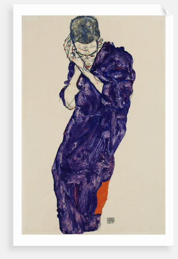 Youth in purple cassock with folded hands, 1914 by Egon Schiele