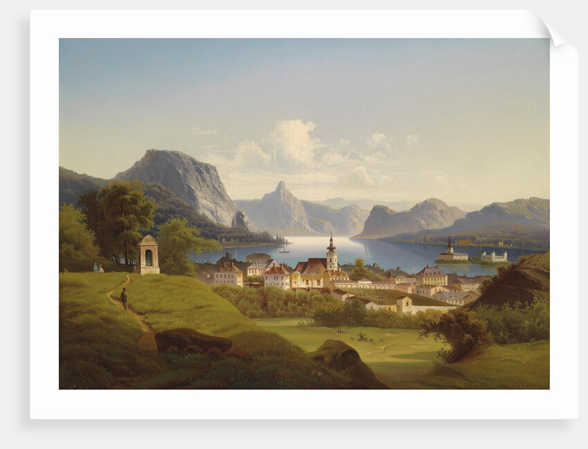 View of Gmunden with Schloss Ort in the Background, 1870 by Johann Wilhelm Jankowski
